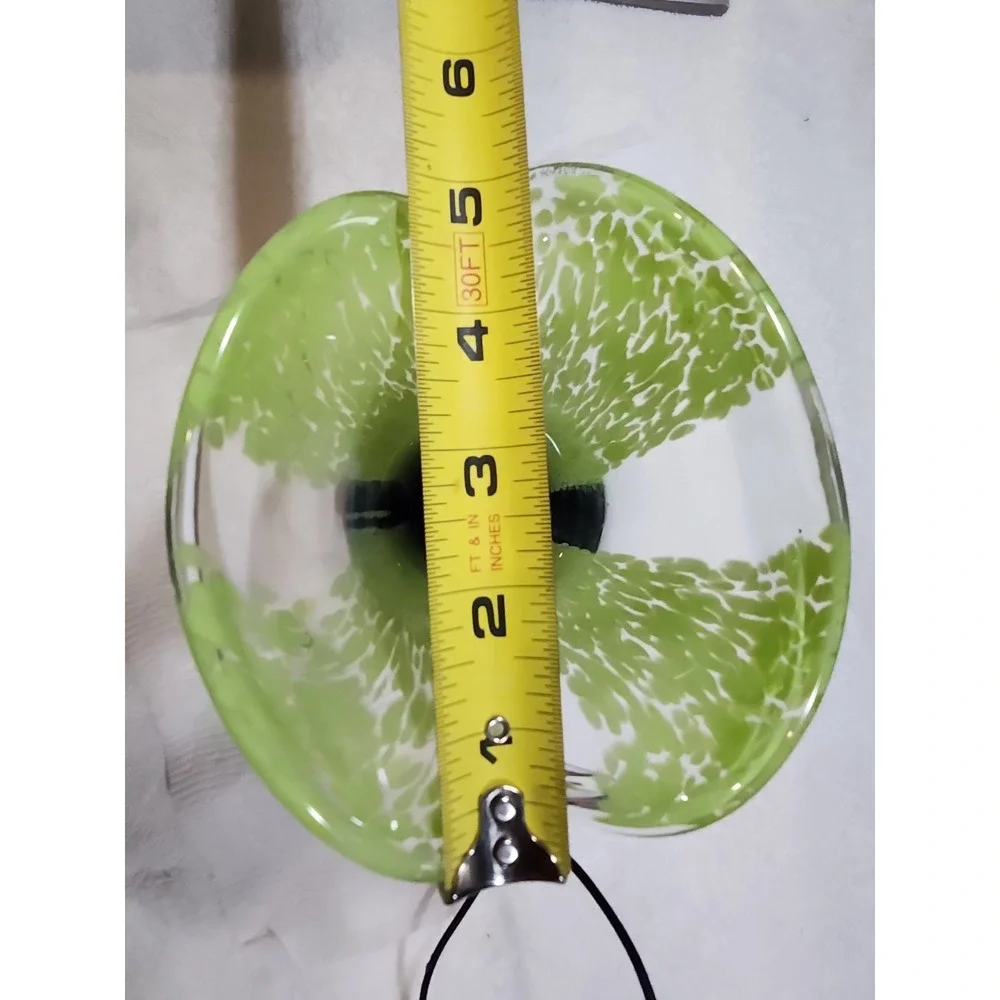 VTG~Murrhina Spatter~Lime Green/Purple~Art Glass Vase~Flared Lip~Hand Blown~8